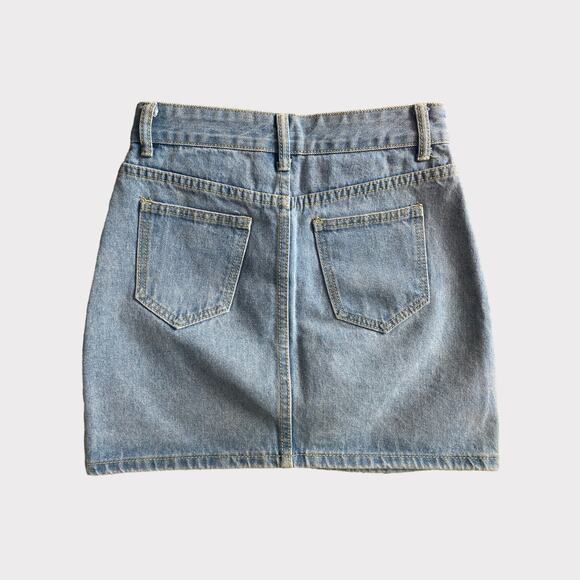 SHEIN Womens XS Light Blue Denim Short Skirt Button Front - Picture 4 of 9